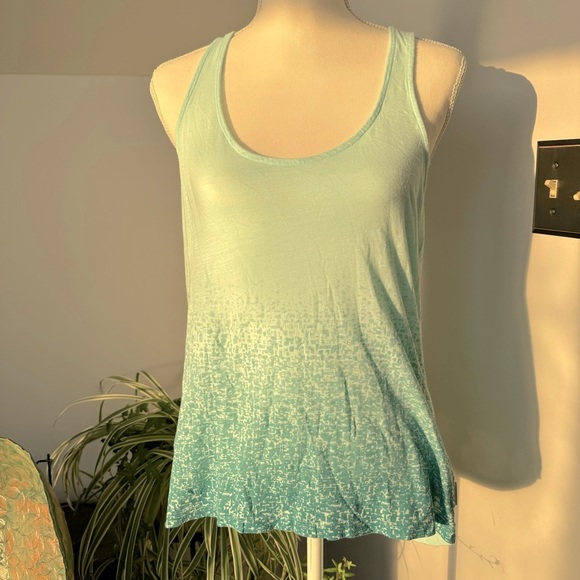 Columbia Racerback Tank Top Light Aqua w/ Ombré Granite Pattern to Dark Aqua Med - Picture 1 of 8